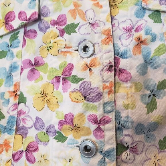 DAVID BROOKS Floral Pansies Button Front Jacket - Picture 2 of 7